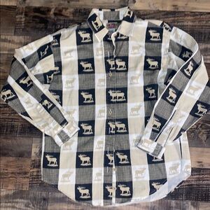 Mens Barn fly Elk button down plaid shirt size small